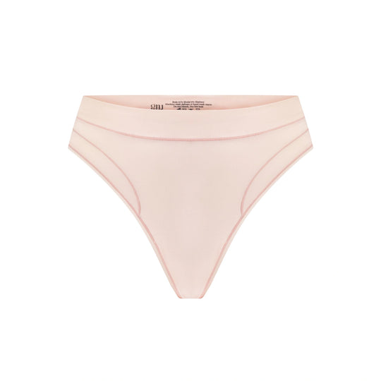 Black high-waist brief with pink stitching details