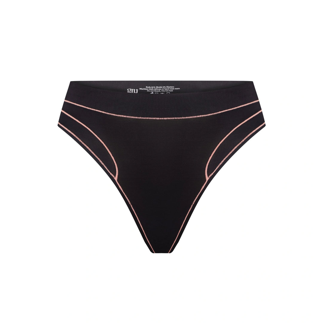 Back of black Smoother Thong – High Waist (Limited), ultra-soft, breathable, and designed for no-show wear.