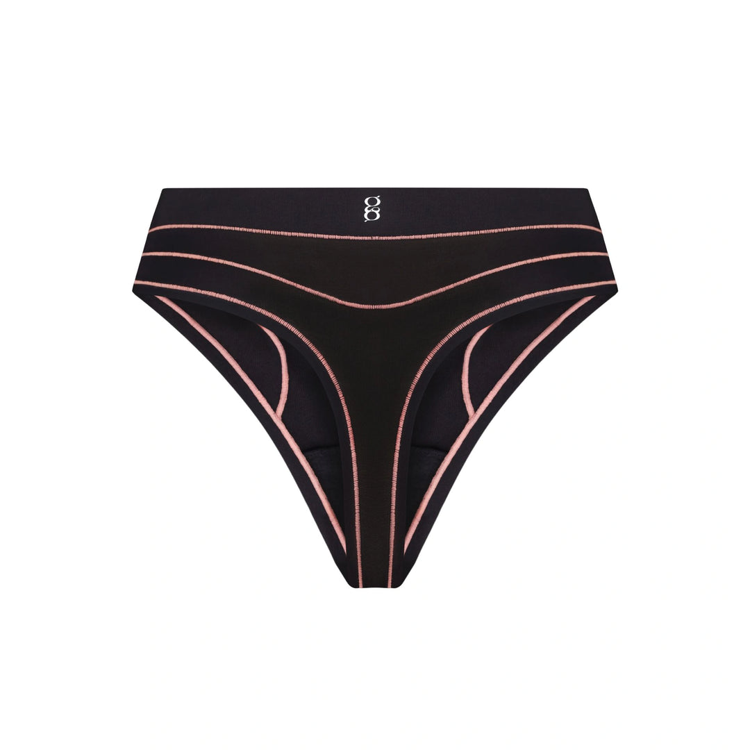 Black Smoother Thong – High Waist (Limited), seamless and sculpting for a smooth, high-rise fit.