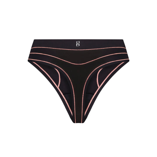 Black Smoother Thong – High Waist (Limited), seamless and sculpting for a smooth, high-rise fit.